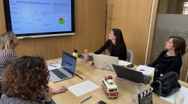 L'equip amfitrió mostrant el projecte a la relatora